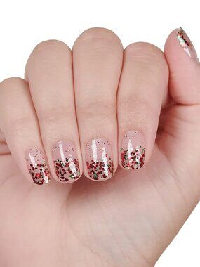 Color Street Under the Mistletoe Nail Polish Strips NWT Retired Glitter Overlay